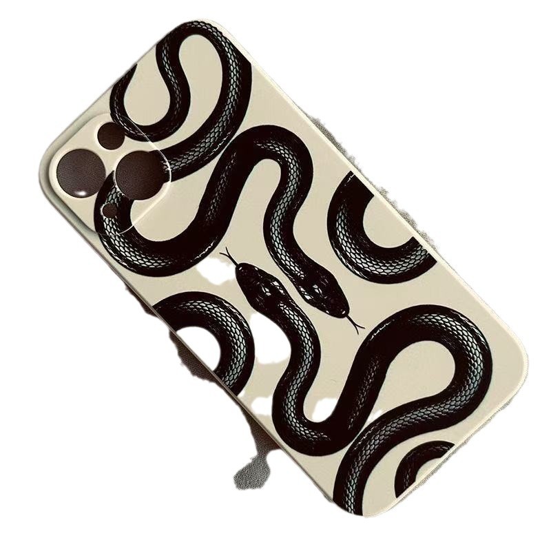 Funda para teléfono móvil iphone16promax nuevo Apple 15 Rubik's Cube recto borde 14pro personalidad serpiente negra 13/12