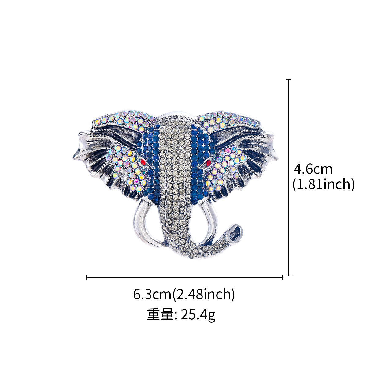New Lucky and Auspicious Day Up Enamel Dripping Oil Set Diamond Elephant Brooch, Chest Flower Clothi