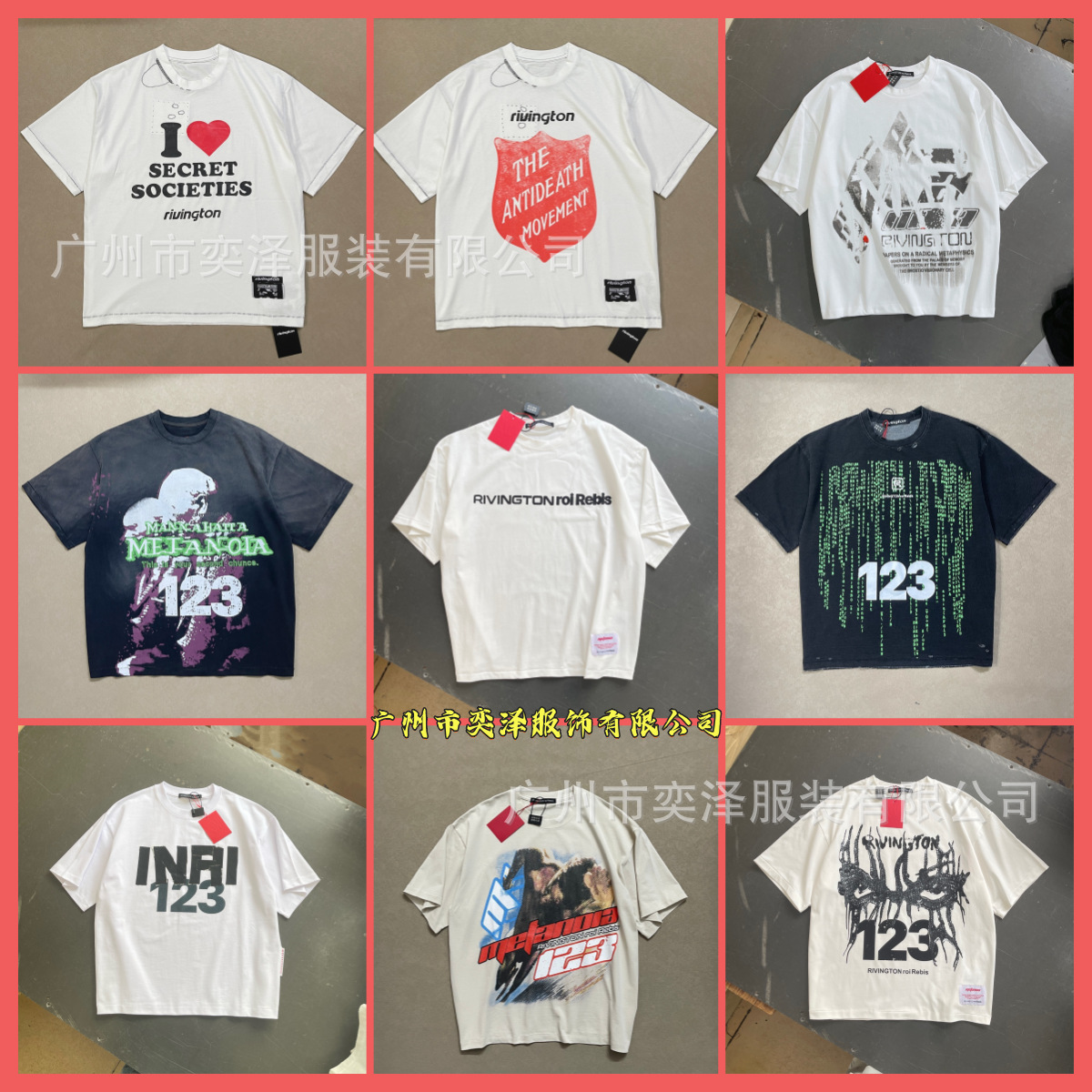 26SS美潮RRR123嘻哈洗水做旧印花涂鸦男女情侣款高街圆领短袖T恤
