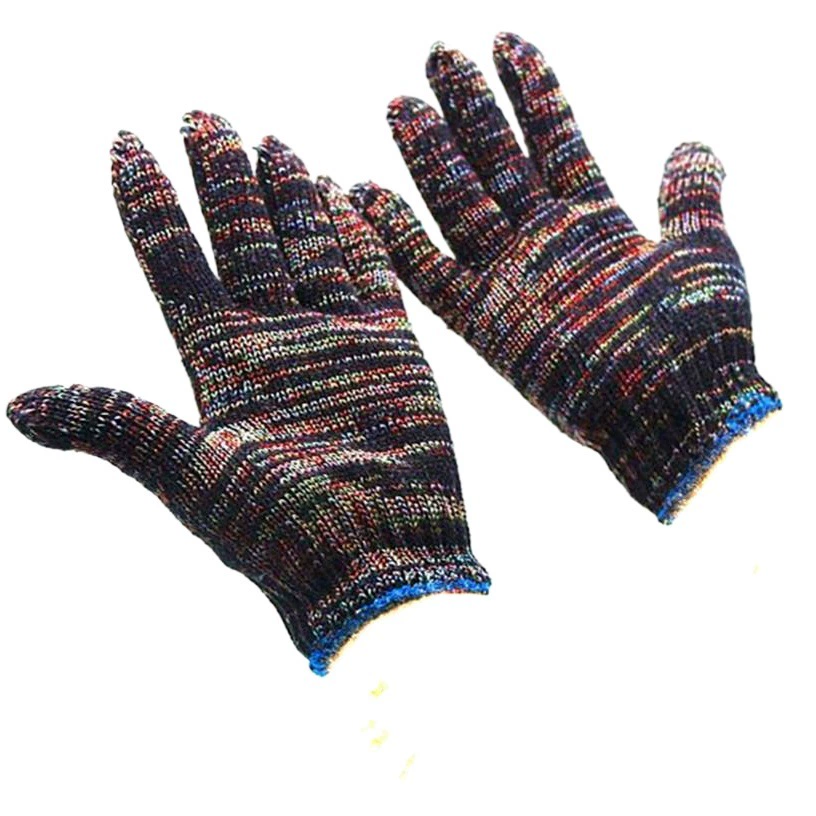 Оптовые рабочие перчатки от производителя, утолщенные и износостойкие, в наличии, из хлопковой пряжи и нити, подходят для всех сезонов, рабочие перчатки с красным цветочным узором.