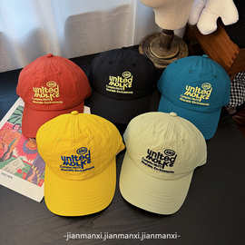 实拍韩国2025春季新款字母设计su干显脸小出游搭配棒球帽学生帽子