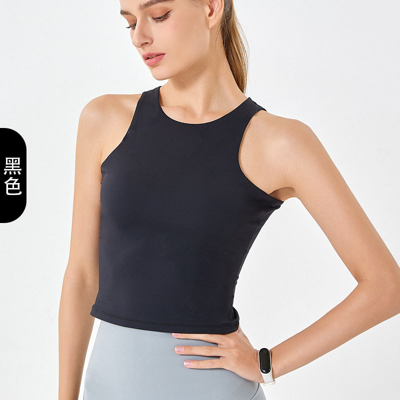 2025 nuevo chaleco deportivo de cuello redondo de doble capa sin mangas para mujeres nubes suaves elásticas apretadas y delgadas camisas de yoga