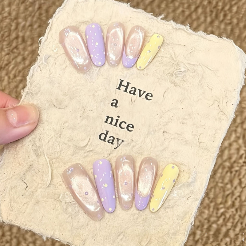 【Taro Cheese】Purely Handmade Wearable Nails, Light Luxury, High-End, Skin-Brightening, Pure Handmade Wearable Nail Tips, Pack of 10 Pieces 【Taro Cheese】Purely Handmade Wearable Nails, Light Luxury, High-End, Skin-Brightening, Pure Handmade Wearable Nail Tips, Pack of 10 Pieces