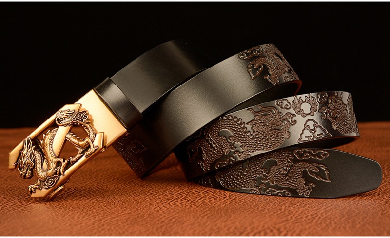 Wholesale Men's Fashion Genuine Leather Z-Dragon Belt measurements and detail photo 3