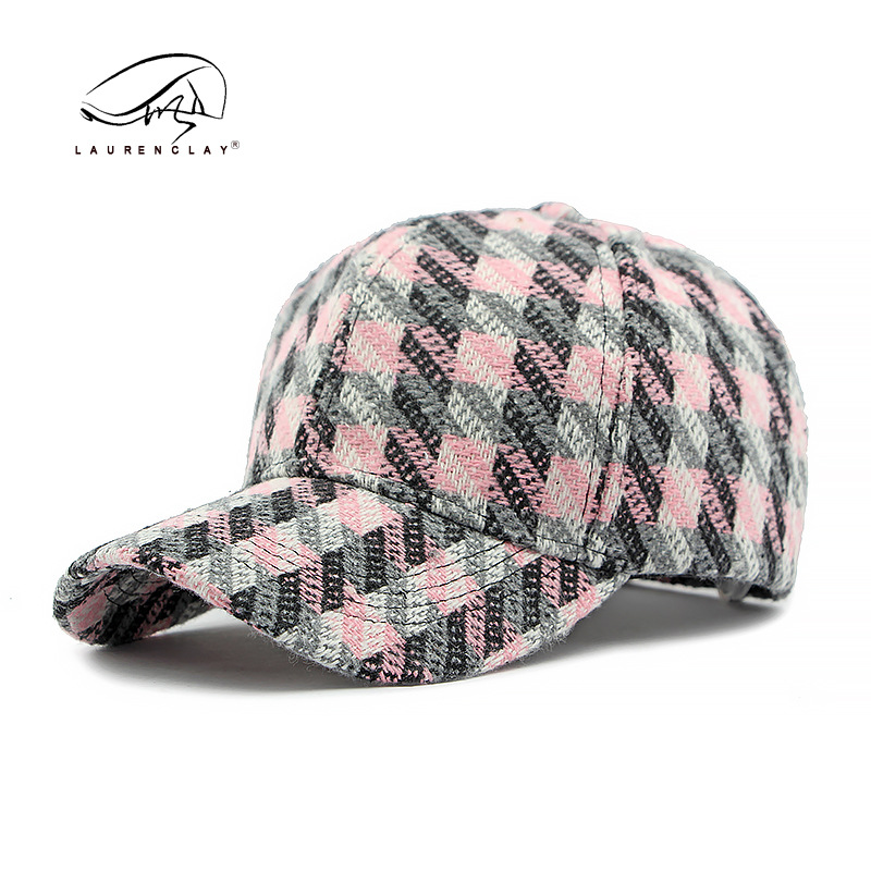 Sombrero de estilo coreano para hombres y mujeres otoño e invierno Nueva gorra de béisbol de tapa dura a cuadros lana retro gorra de pico protección solar sombrero de sol moda