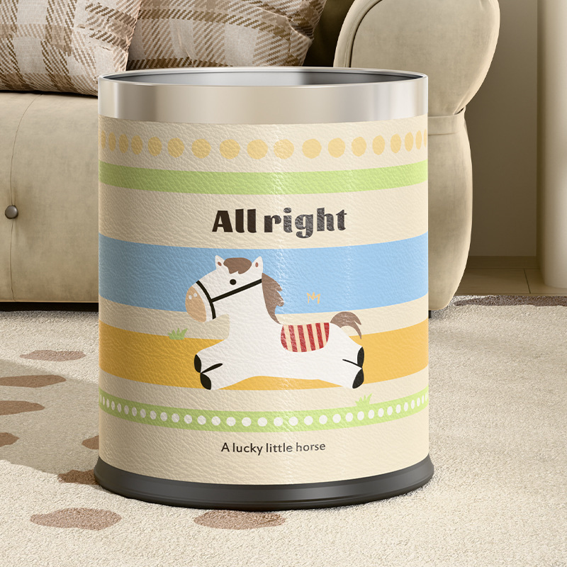 Living Room Trash Can Household High-End Round Kitchen Toilet Bathroom Large Capacity Large Garbage Basket Storage Bucket