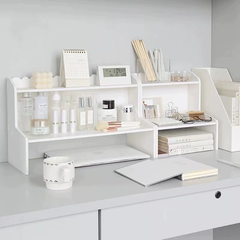 Multi-layer Desktop Storage Rack, Wood-Plastic Organizer for Dormitory & Office, 35×22.5×4 cm