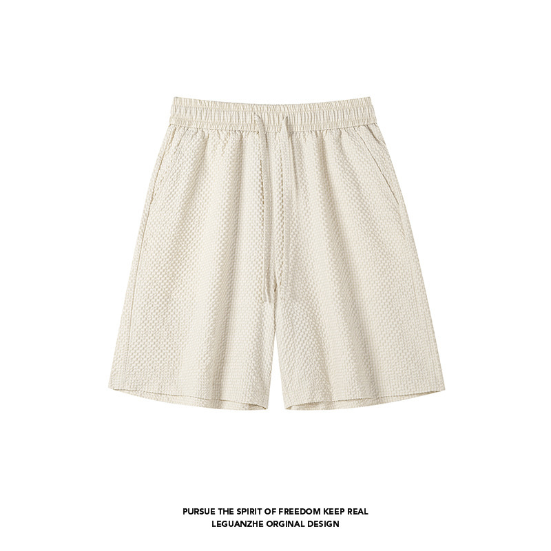 Summer Thin Seersucker Sports Shorts for Men, Quick-Dry Running Shorts, Straight Loose Beach Casual Pants