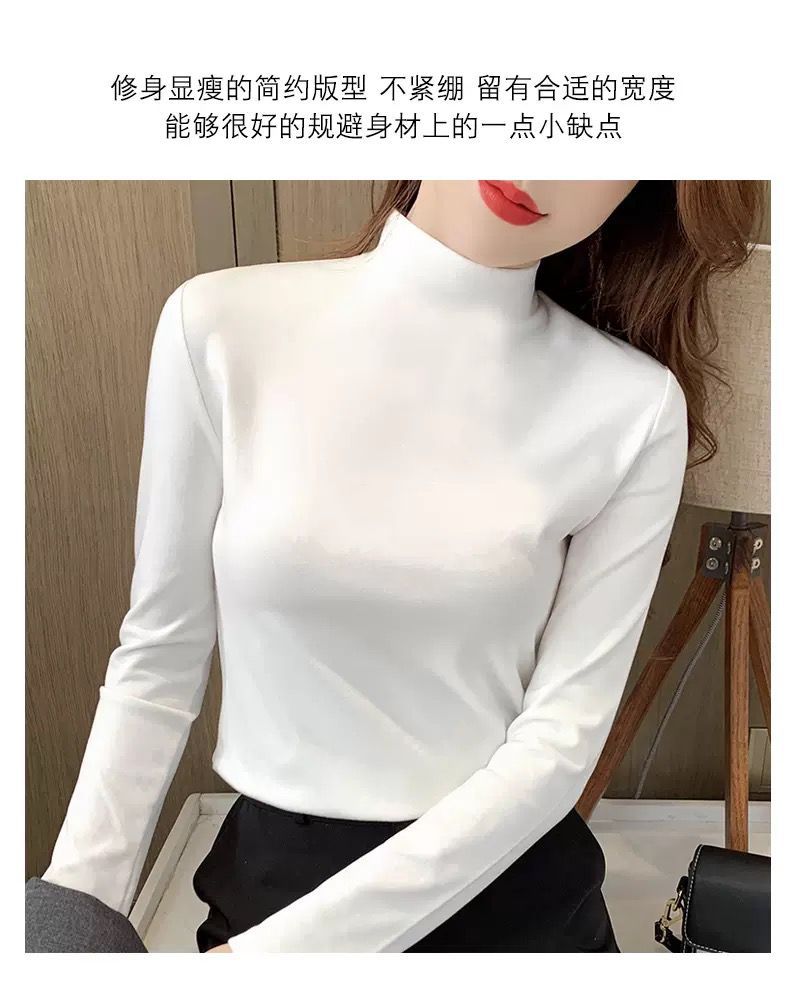 秋冬爆款德绒半高领打底衫纯色女发热保暖套头长袖T恤内搭外穿 pic 11