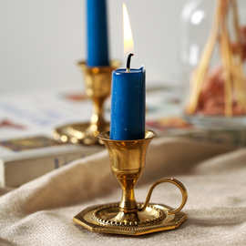 欧式蜡烛台座复古黄铜烛台轻奢艺术摆件北欧浪漫家用蜡台拖台烛光
