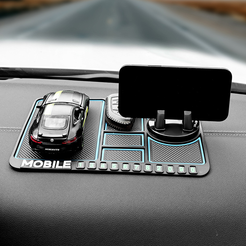 Venta al por mayor del coche antideslizante estera del coche estera de almacenamiento multifuncional giratoria soporte de navegación panel de instrumentos de aparcamiento temporal signo Mat