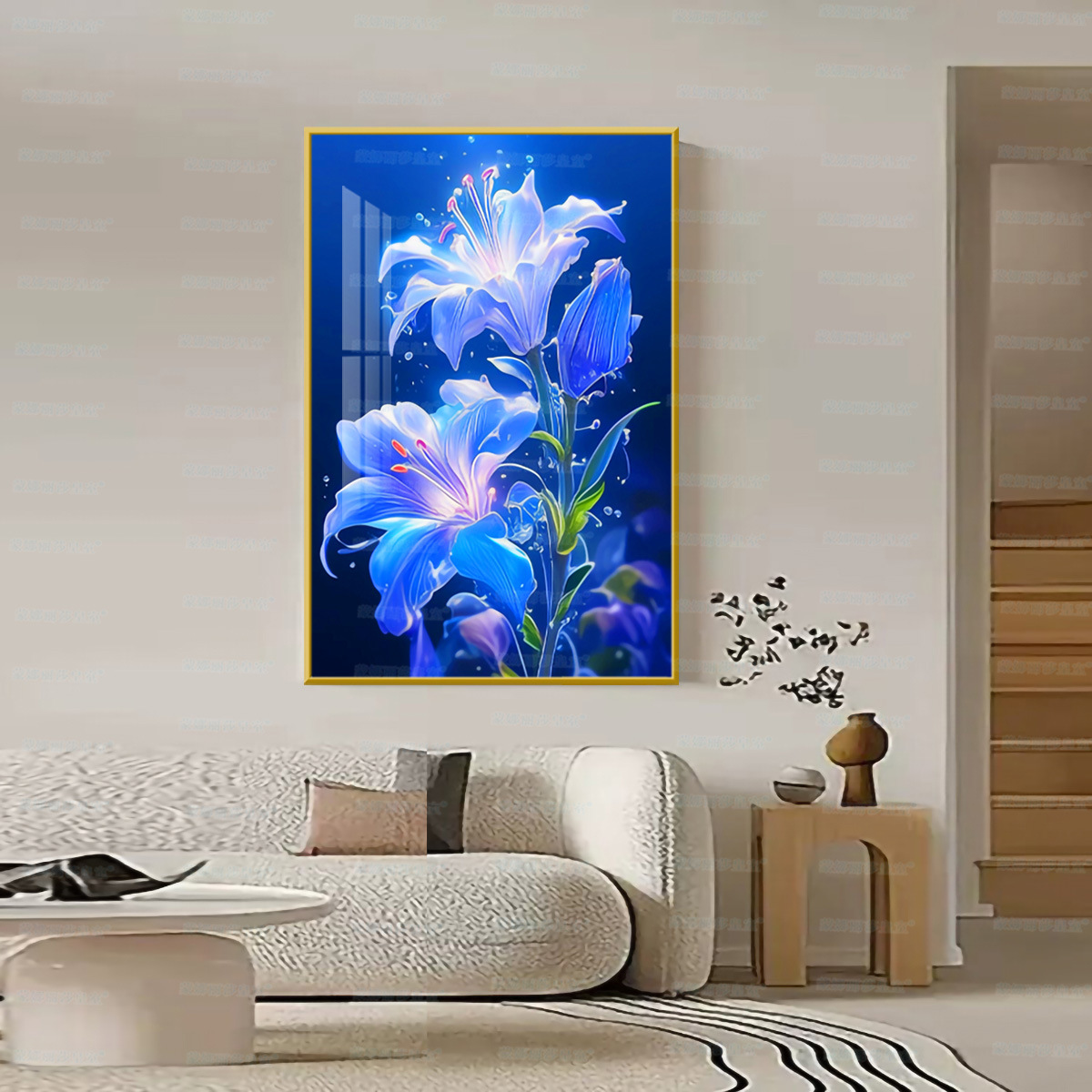 [Algodón importado] Mona Lisa real crucifijo de vidrio lirio nuevo decoración floral pintura colgante bordada a mano image 9