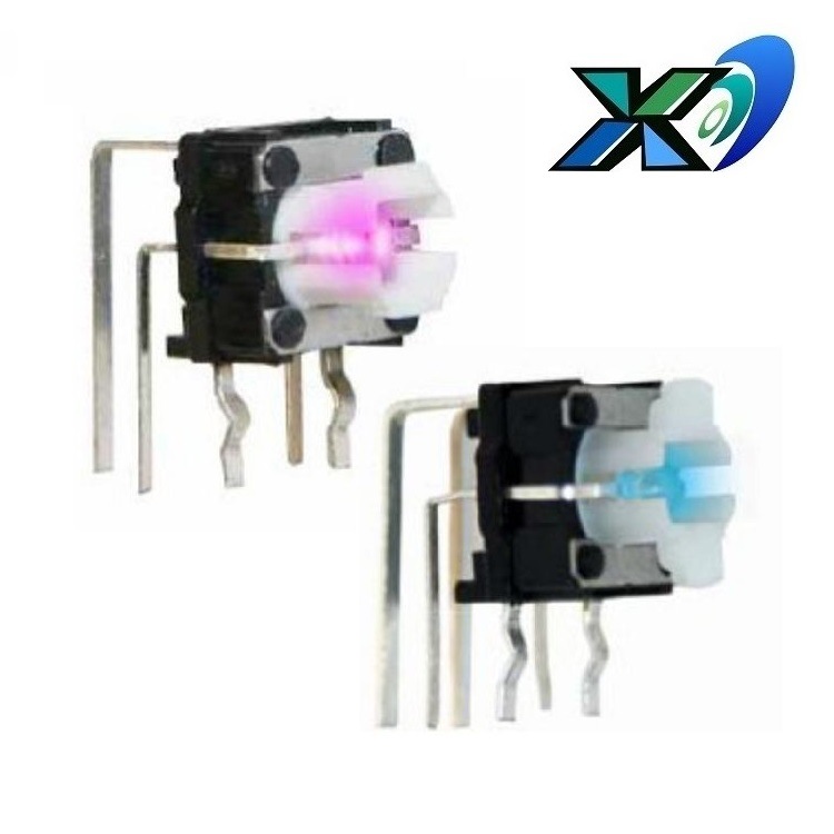 电器带灯按键开关侧按 医疗带灯轻触开关侧插 小家电带灯开关卧式