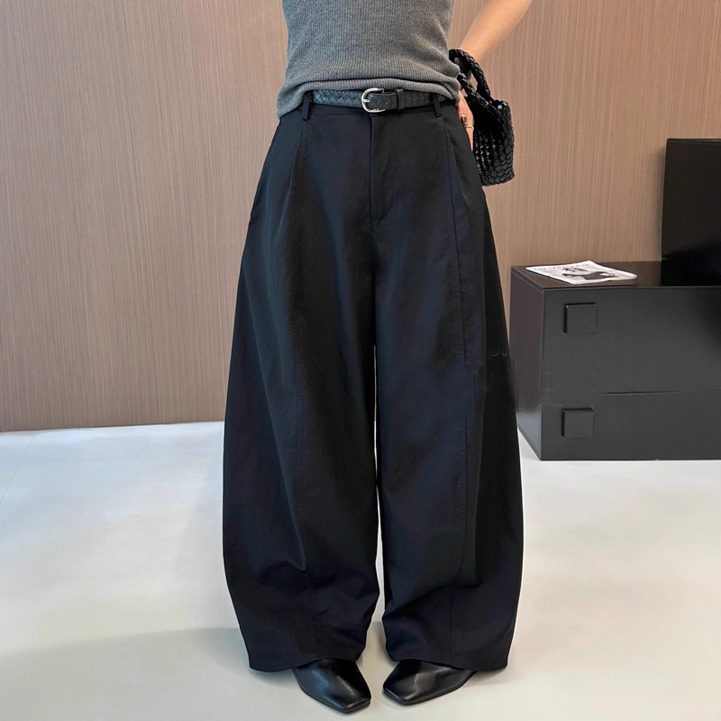 European Station 5 Autumn New Loose Petite Straight Casual Pants for Women High-End Black Wide-Leg Pants Balloon Pants