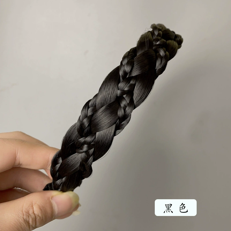 handmade wig headband with pigtail, scalloped hair accessory, matte silk, Ø≈15 cm