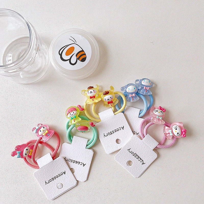 Korean style new cartoon raincoat children's acrylic rubber band hair band hair accessories headdress for women