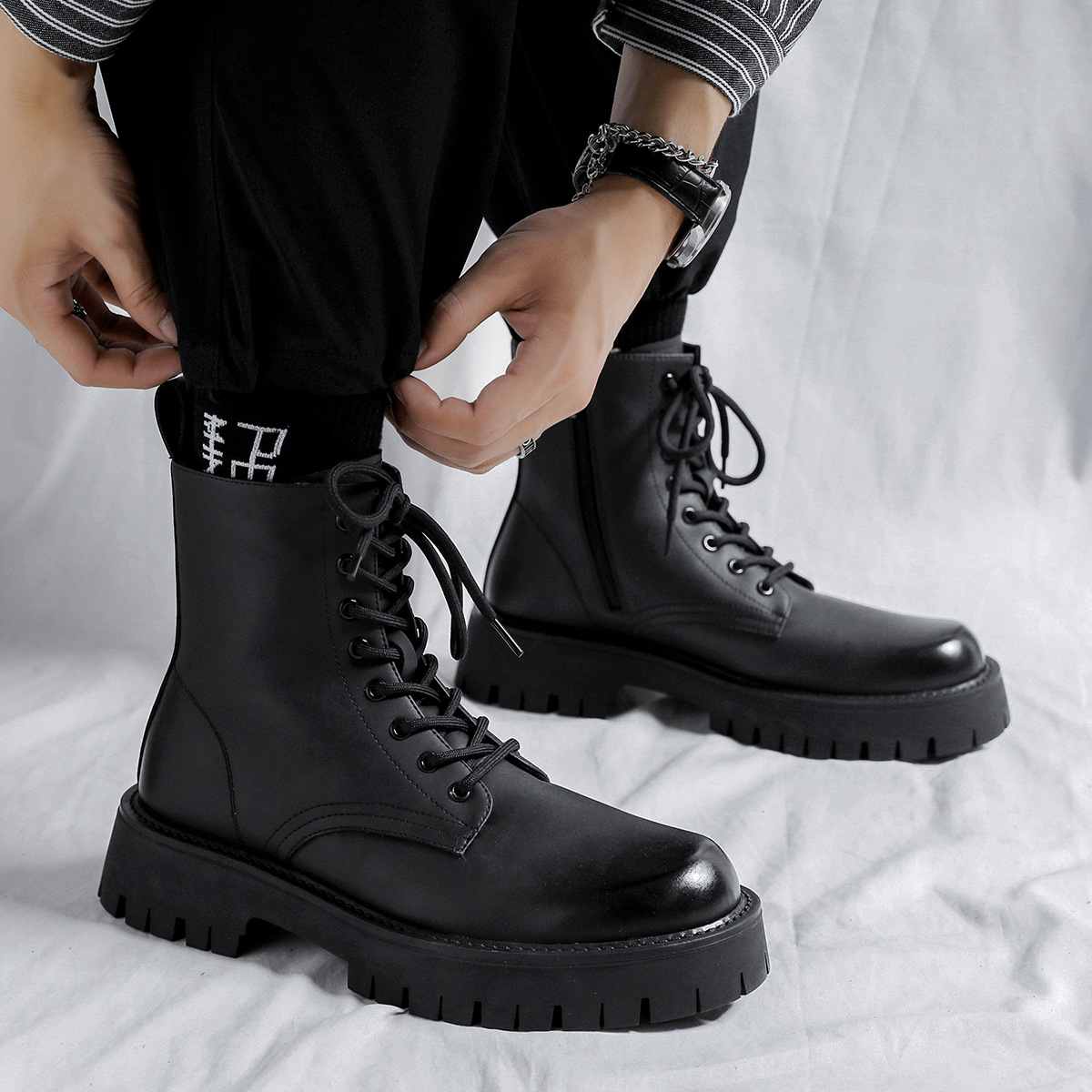 2023 Autunno/inverno nuovi stivali Martin in vera pelle da uomo stile britannico a botte alta_voghion.com