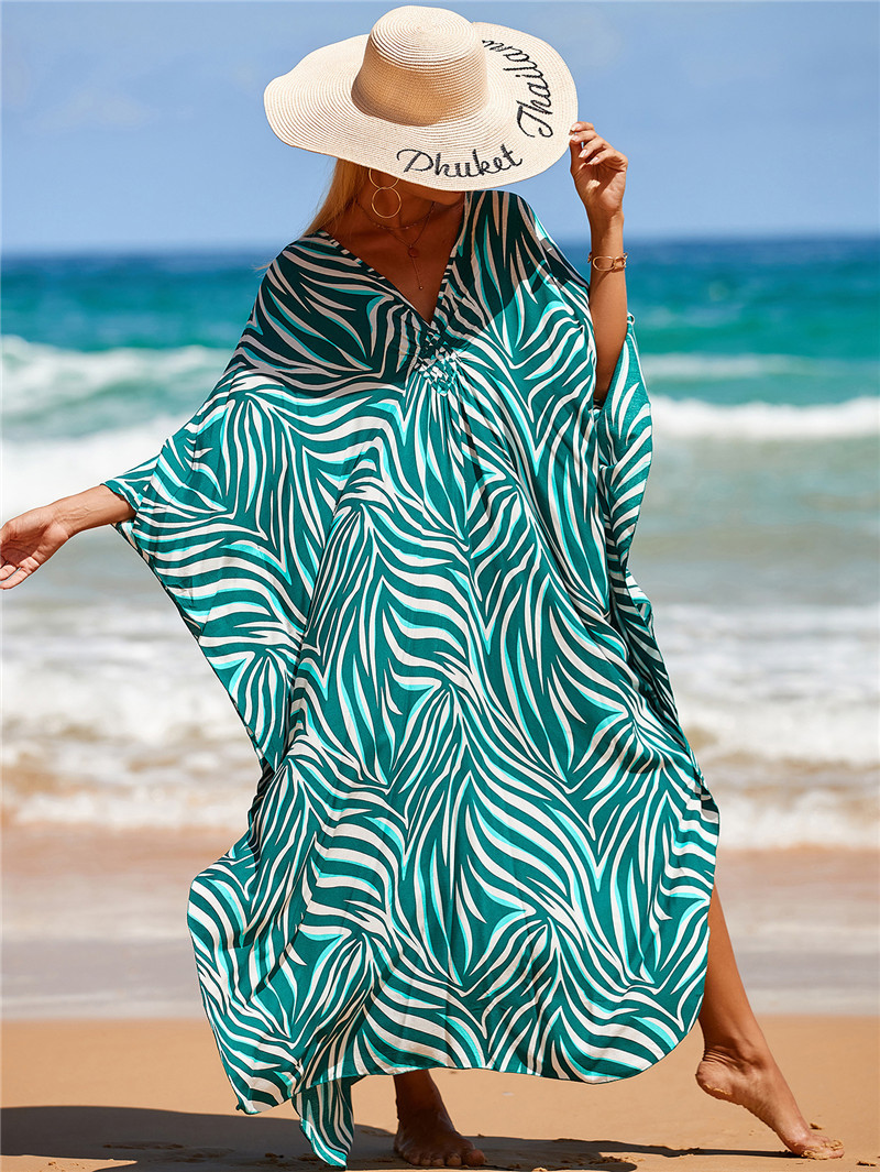 224g Weight Sunscreen Shirt Outerwear Type 3/4 Length Sleeve Sleeve Length Polyester Fabric Type Long Top Length V Neck Neckline Printing, Leopard Pattern Spring&Summer Season Women's Gender Vacation, Beach Style Women's Printing Leopard Vacation Beach Cover Ups 83
