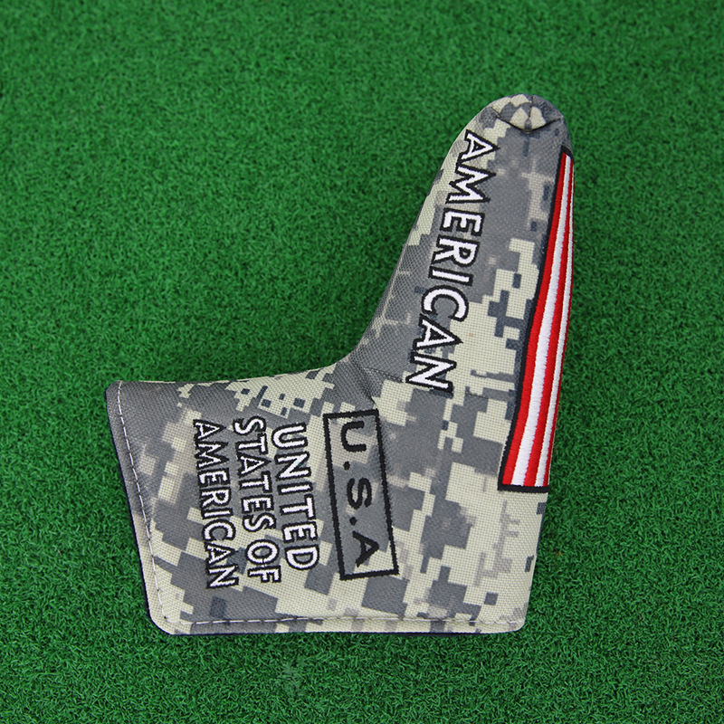 FUENTE Fábrica al por mayor cubierta de club de golf de impresión de vellón forrado de protección multidireccional cubierta de putter cubierta de la cabeza del club de golf