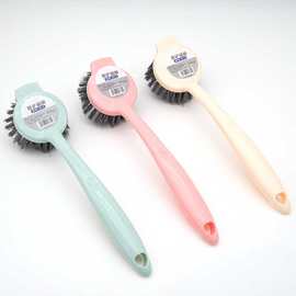 佳一1815带铲锅刷家用百货商超塑料把长手柄硬毛弹力丝锅碗刷批发