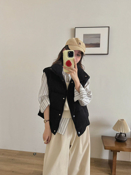 Velvet corduroy winter fashionable elite vest with down
