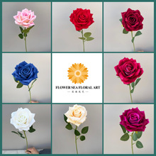 仿真玫瑰绒布玫瑰仿真花婚庆用花玫瑰跨境批发高级感逼真可代发