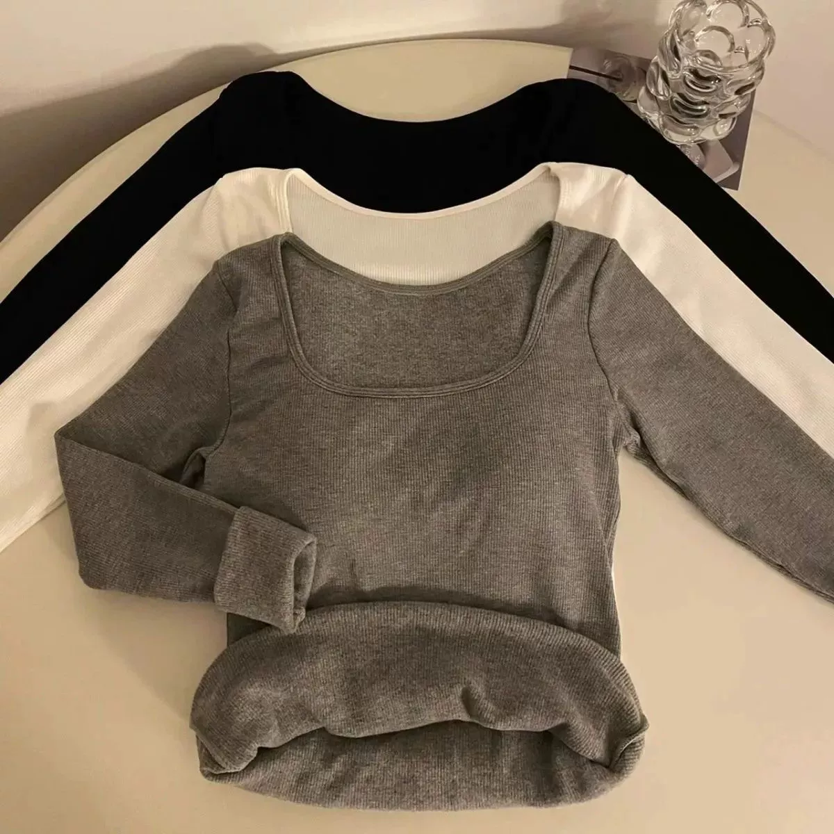 Волосатая футболка с длинными рукавами женская бархатная грудная накладка