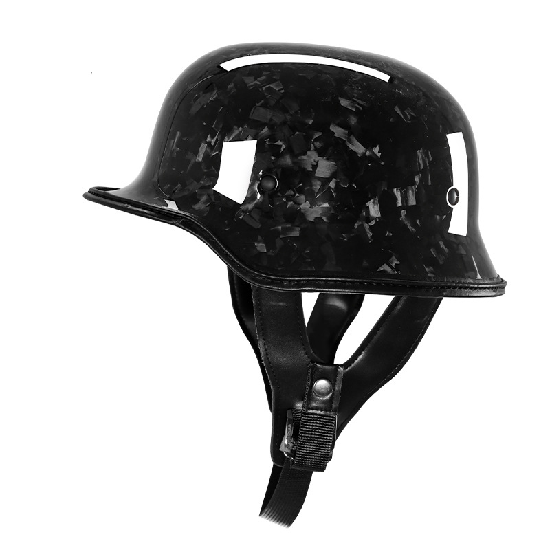 Casco de fibra de carbono, casco retro con cuchara, certificado 3C, medio casco para motocicleta, crucero, motocicleta, casco de soldado alemán, venta al por mayor