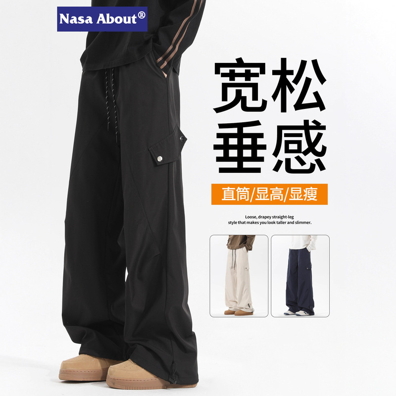 Nasa Work Pants for Men 2025 Spring and Autumn Style Patch Design Loose Straight-Leg Sports Wide-Leg Pants Work Pants for Men Nasa Work Pants for Men 2025 Spring and Autumn Style Patch Design Loose Straight-Leg Sports Wide-Leg Pants Work Pants for Men