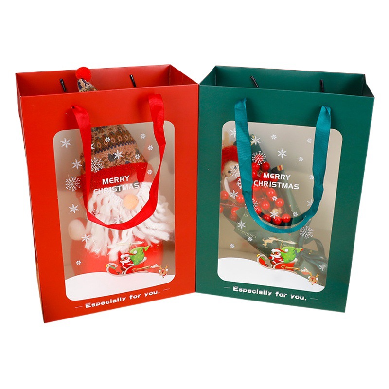 Tang De regalo de Navidad transparente Ventana de Navidad bolso floral ramo de regalo bolsa de fruta de la paz bolso