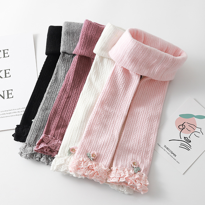 加絨大屁屁女童寶寶九分褲兒童春秋冬季加厚嬰兒白色打底連褲襪子