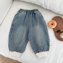 韩国男童牛仔裤春新款帅气小童磨白哈伦裤洋气宝宝秋季休闲束脚裤