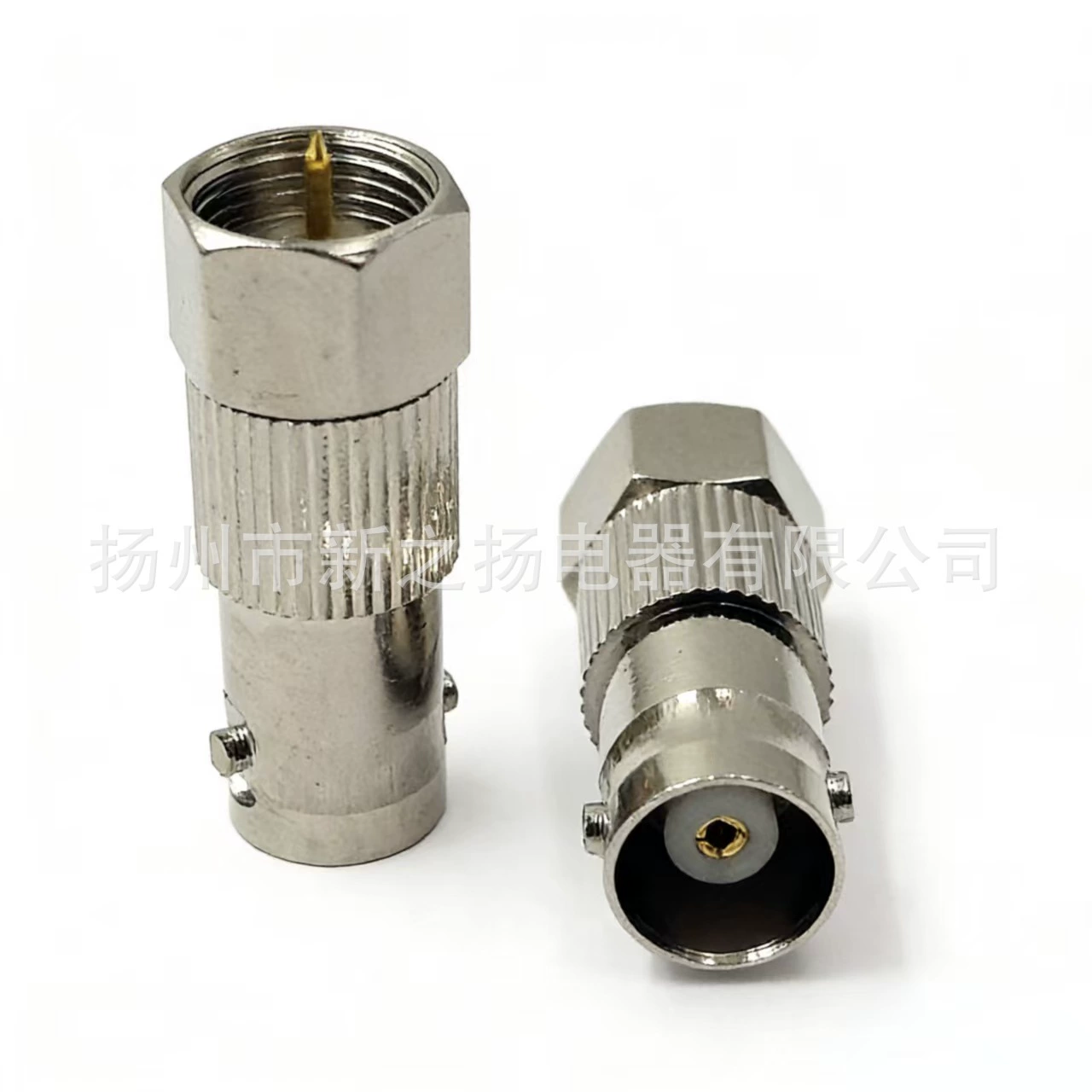 Цельномедный никелированный переходник F-BNC-JK с метрическим разъемом F «папа» на разъем BNC «мама» с разъемом F «папа» на разъем Q9 «мама» для видеокабеля