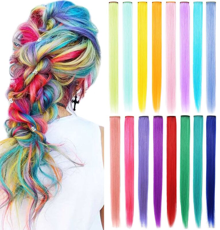 Color Hair Piece Wig Hair Tape Hanging Ear Hair Dyeing Hair Piece Simulation Hair Bleaching and Dyeing Wig Women's High Temperature Silk Curly Hair Straight Hair