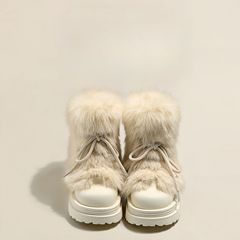 冬の暖炉 ~ 毛羽立ち滑り止め雪地靴女2024秋冬厚手パイル底綿靴大頭ショートブーツ