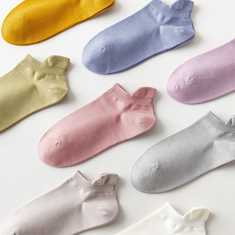 Calcetines de barco de algodón de color sólido calcetines de mujer 100 calcetines de algodón anti-boleta primavera y verano absorción de sudor transpirable sin hueso calcetines de algodón invisibles