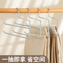 双层鹅型裤架PVC浸胶加粗哑光面鹅形防滑无痕收纳哑光面衣架