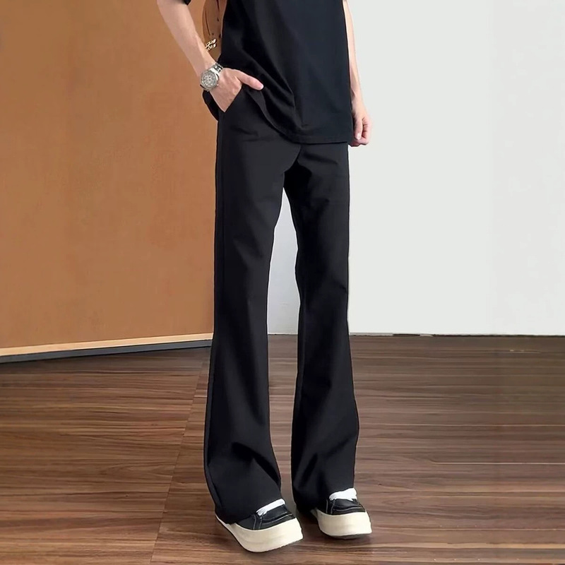 Cleanfit American-Style Flared Trousers for Men and Women, High-End Black Slimming Drape Straight-Leg Thin Casual Pants