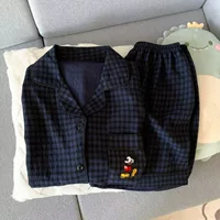 Милые пижамы из чистого хлопка для женщин, летние хлопковые шорты с короткими рукавами для девочек, повседневный летний комплект домашней одежды