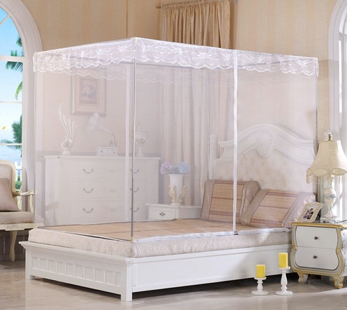 BG54 Mosquito Net Square Top Encrypted Full Bottom Stainless Steel Bracket Zipper Two Doors Sitting Bed Single Double 1.2 1.