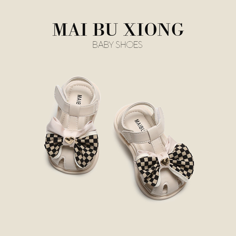 Cloth Bears Female baby Sandals summer new pattern Children Baotou leather shoes children girl soft sole Toddler shoes