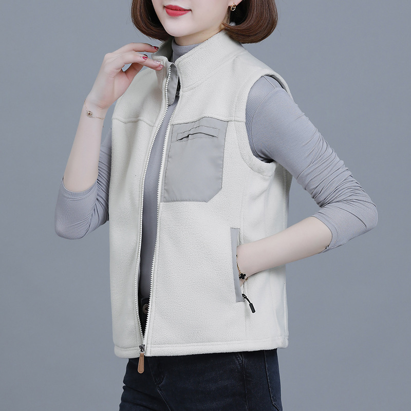 Fleece Crock Vest Women's Autumn and Winter 2024 New Vest Shoulder Vest Outdoor Leisure Vest Outer Wear Top