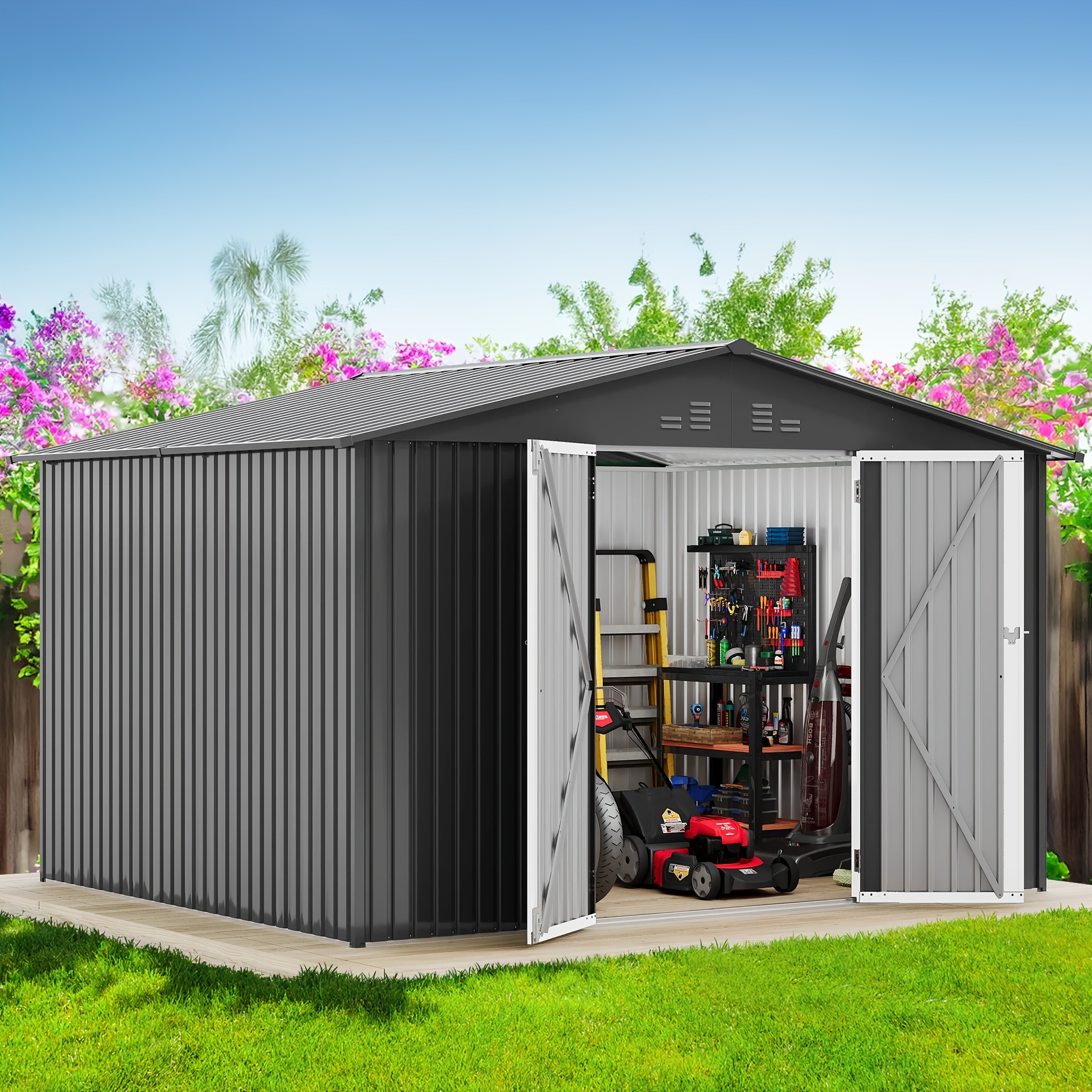 Balconera Large Metal Outdoor Storage Shed Heavy Duty Transfronterizo