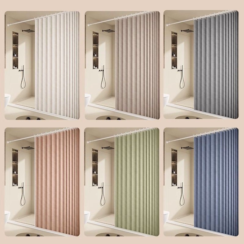 Magnetic Folding Shower Curtain Set, No-Drill Bathroom Shower Curtain, Invisible Thickened Bathroom Partition Curtain, Living Room Hanging Curtain