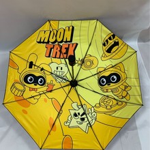 全自动雨伞晴雨两用抗风学生卡通可爱轻便可折叠黑胶防暑户外黄伞