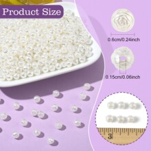 仿珍珠白色玫瑰花珠亚克力有孔散珠圆珠 diy手工饰品配件串珠材料