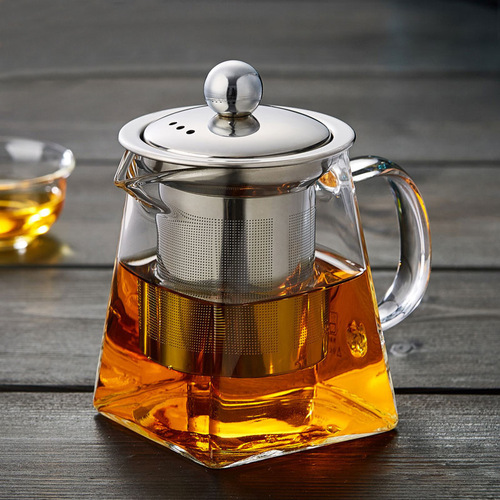 Thickened glass flower teapot Kung Fu black tea set stainless steel filter teapot tea brewing device Tianyuan place male cup pot