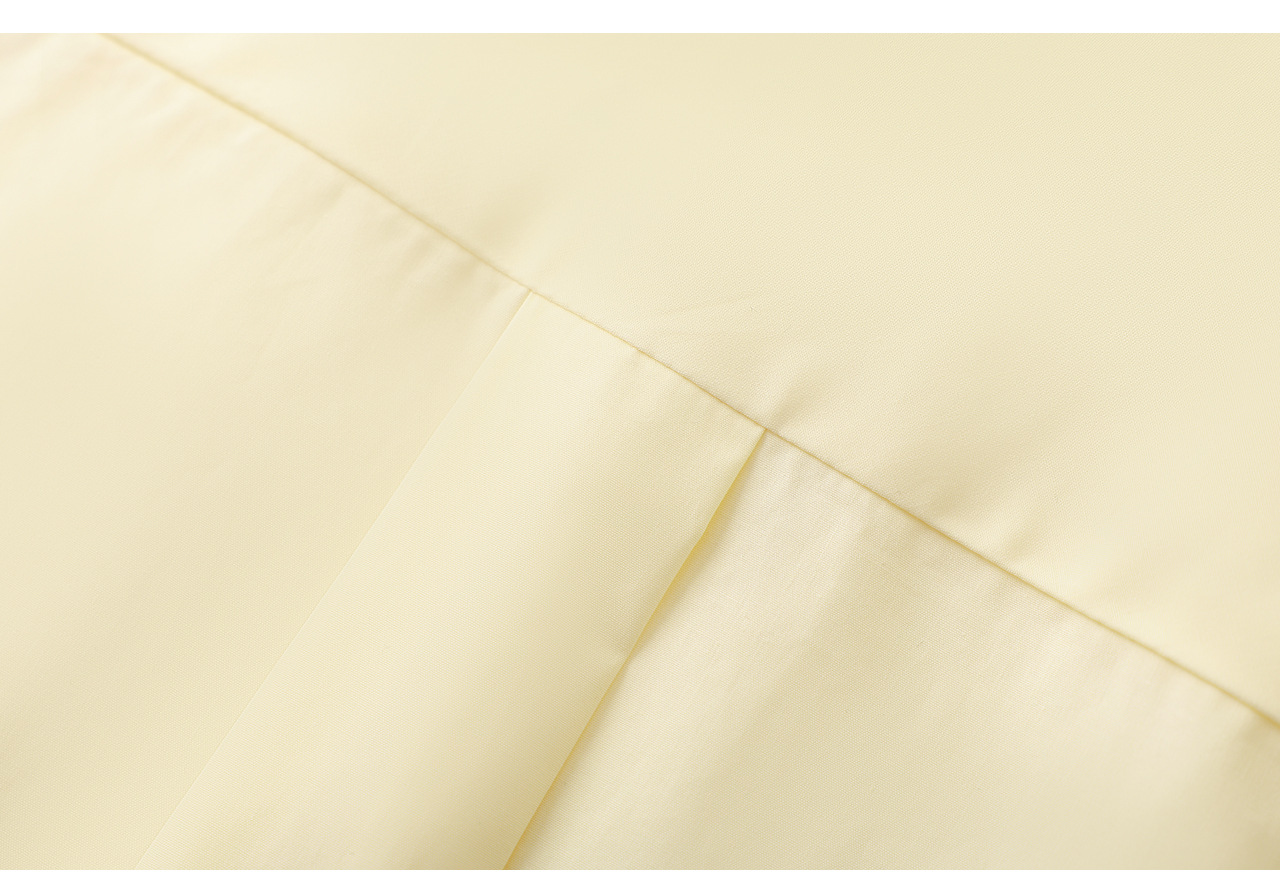 Áo sơ mi nữ dài tay cổ V phối dây rua, chất cotton mềm mại không nhăn — Vàng sữa chi tiết 30
