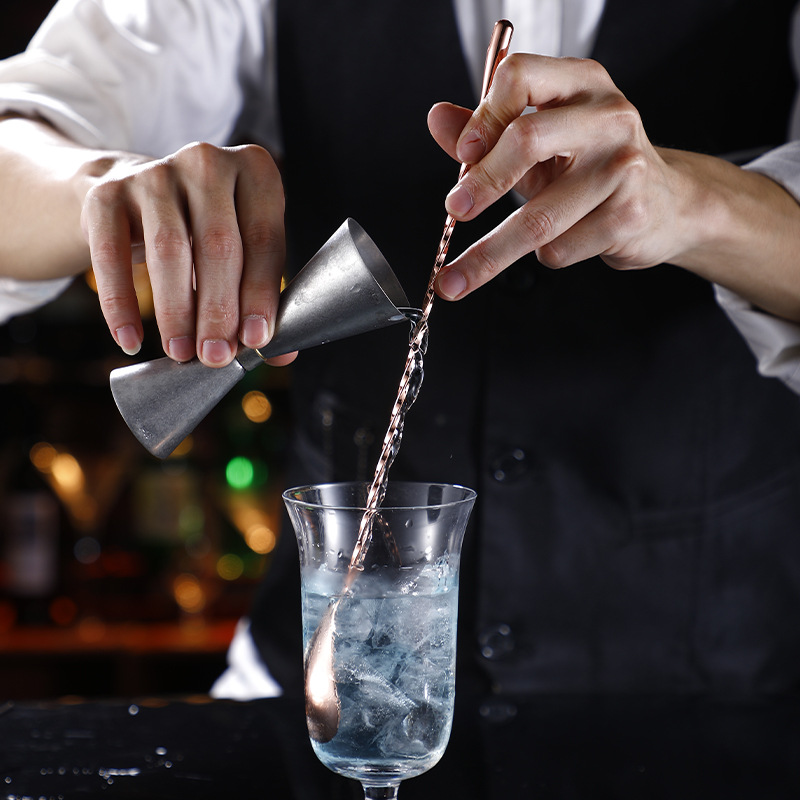 Cocktail mixing stick stainless steel drop-shaped