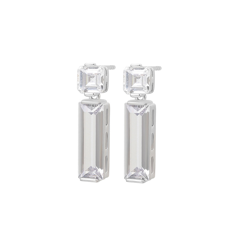 Xuping simple geometría cuadrada brida pendientes de aleación de cobre chapado en blanco inswind nicho personalidad orejas casuales para mujeres